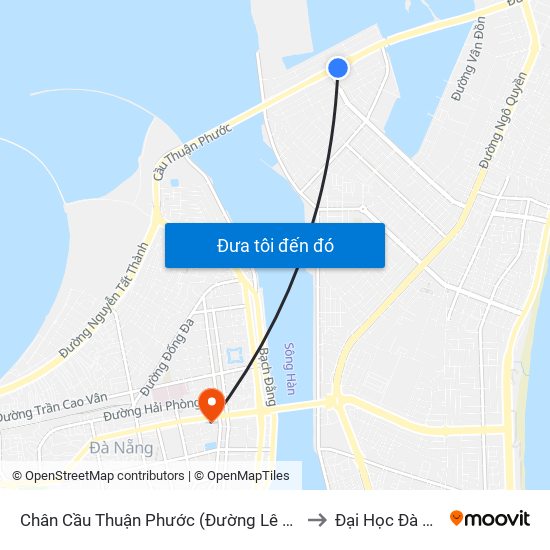 Chân Cầu Thuận Phước (Đường Lê Đức Thọ) to Đại Học Đà Nẵng map