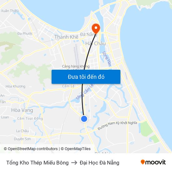 Tổng Kho Thép Miếu Bông to Đại Học Đà Nẵng map