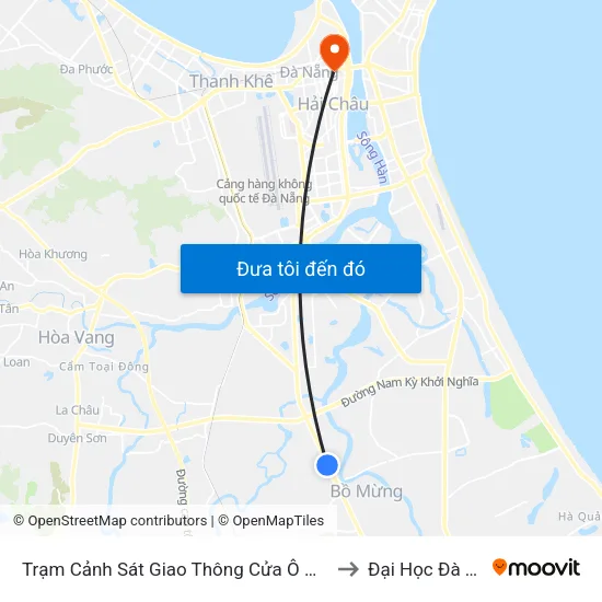 Trạm Cảnh Sát Giao Thông Cửa Ô Hòa Phước to Đại Học Đà Nẵng map