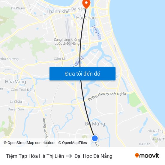 Tiệm Tạp Hóa Hà Thị Liên to Đại Học Đà Nẵng map