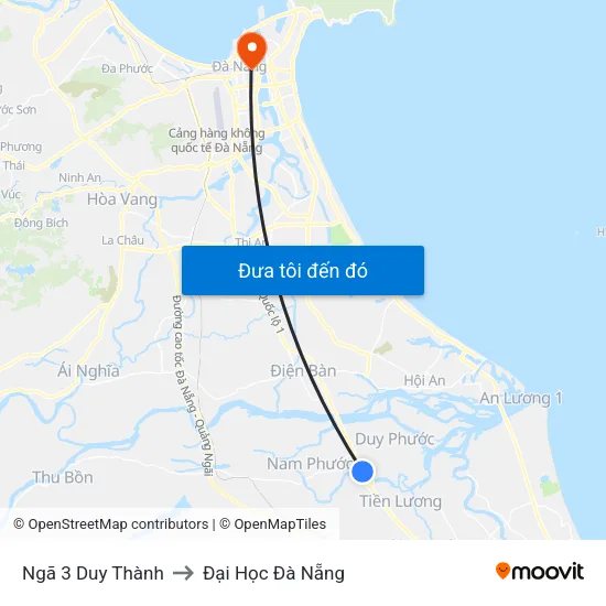 Ngã 3 Duy Thành to Đại Học Đà Nẵng map