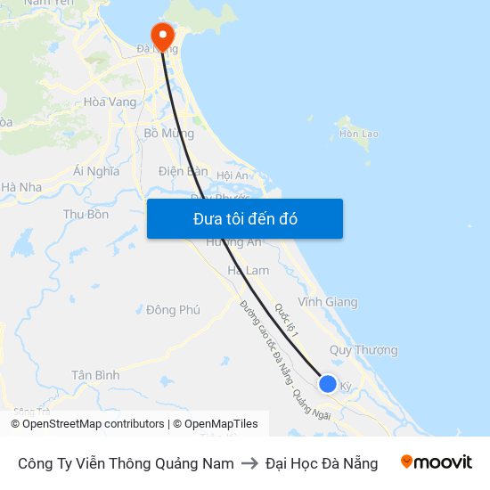 Công Ty Viễn Thông Quảng Nam to Đại Học Đà Nẵng map