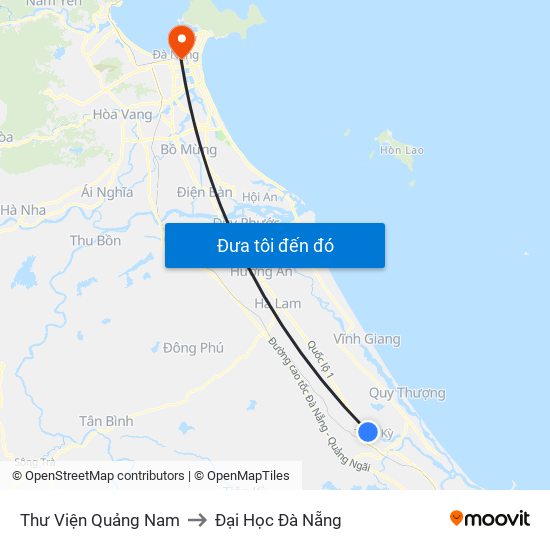 Thư Viện Quảng Nam to Đại Học Đà Nẵng map