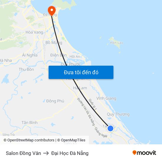 Salon Đồng Vân to Đại Học Đà Nẵng map