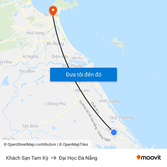 Khách Sạn Tam Kỳ to Đại Học Đà Nẵng map