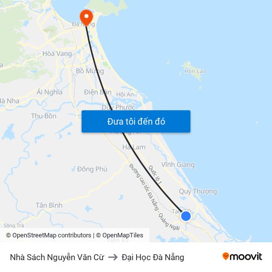 Nhà Sách Nguyễn Văn Cừ to Đại Học Đà Nẵng map