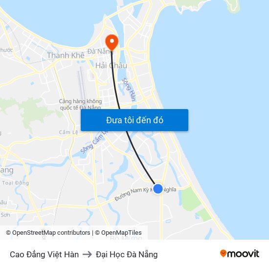 Cao Đẳng Việt Hàn to Đại Học Đà Nẵng map