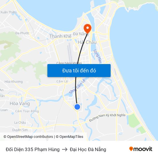 Đối Diện 335 Phạm Hùng to Đại Học Đà Nẵng map