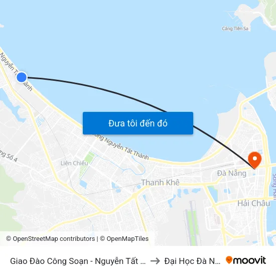 Giao Đào Công Soạn - Nguyễn Tất Thành to Đại Học Đà Nẵng map