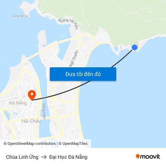 Chùa Linh Ứng to Đại Học Đà Nẵng map