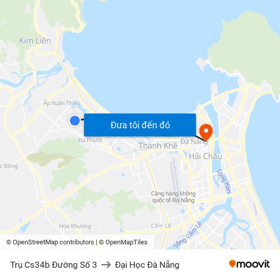 Trụ Cs34b Đường Số 3 to Đại Học Đà Nẵng map