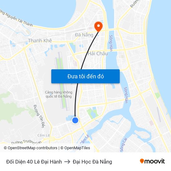 Đối Diện 40 Lê Đại Hành to Đại Học Đà Nẵng map