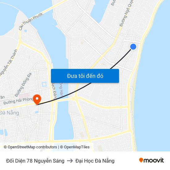 Đối Diện 78 Nguyễn Sáng to Đại Học Đà Nẵng map