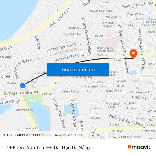 78-80 Võ Văn Tần to Đại Học Đà Nẵng map