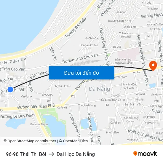 96-98 Thái Thị Bôi to Đại Học Đà Nẵng map