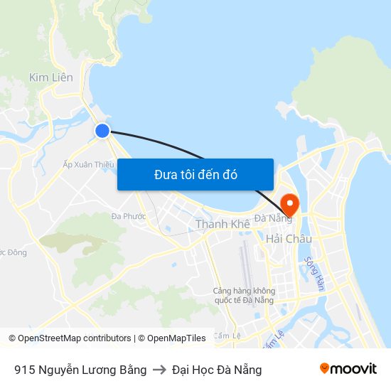 915 Nguyễn Lương Bằng to Đại Học Đà Nẵng map