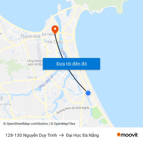 128-130 Nguyễn Duy Trinh to Đại Học Đà Nẵng map