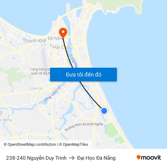 238-240 Nguyễn Duy Trinh to Đại Học Đà Nẵng map