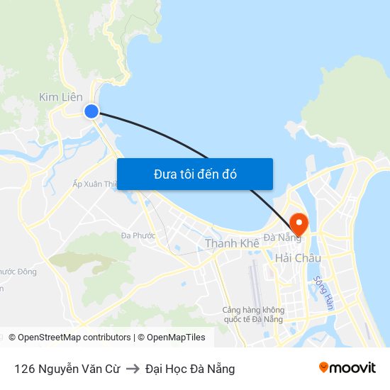 126 Nguyễn Văn Cừ to Đại Học Đà Nẵng map