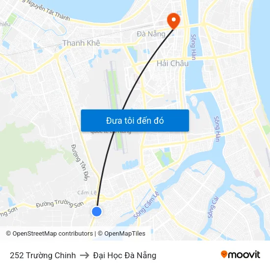 252 Trường Chinh to Đại Học Đà Nẵng map