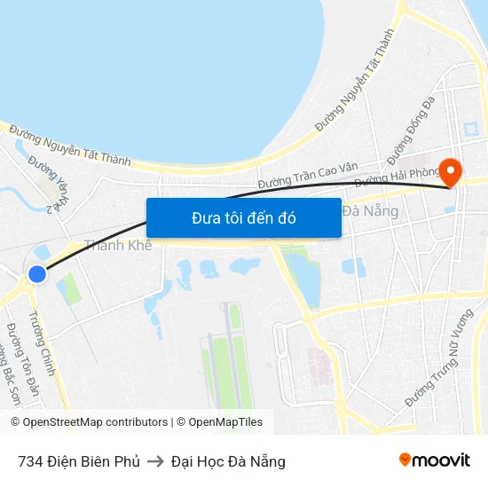 734 Điện Biên Phủ to Đại Học Đà Nẵng map