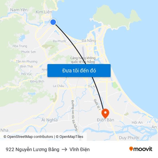 922  Nguyễn Lương Bằng to Vĩnh Điện map