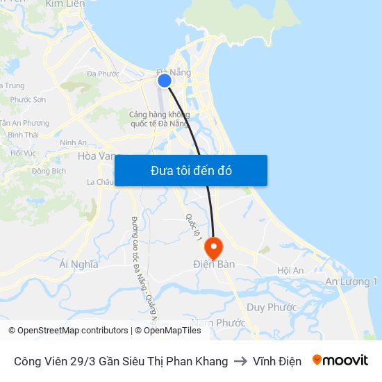 Công Viên 29/3 Gần Siêu Thị Phan Khang to Vĩnh Điện map