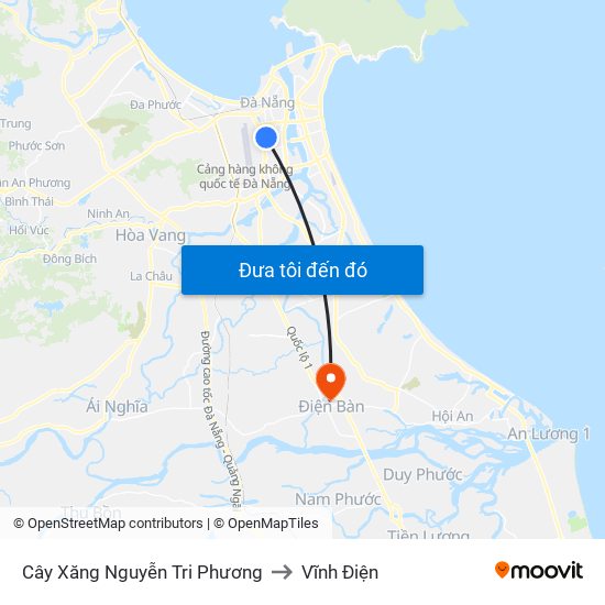 Cây Xăng Nguyễn Tri Phương to Vĩnh Điện map