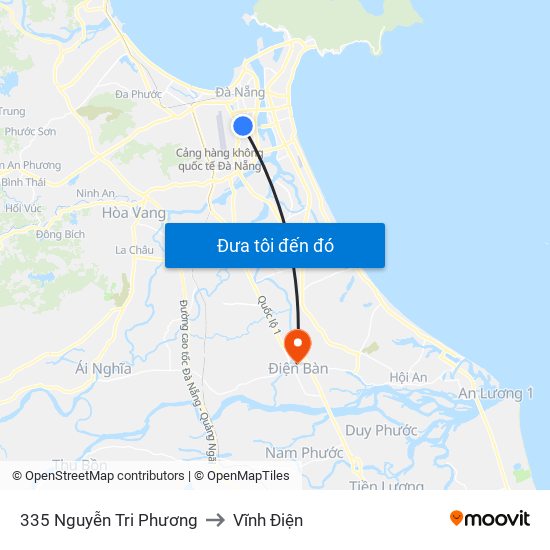 335 Nguyễn Tri Phương to Vĩnh Điện map