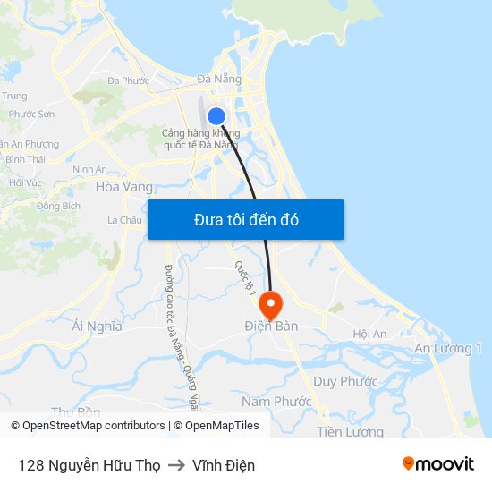 128 Nguyễn Hữu Thọ to Vĩnh Điện map