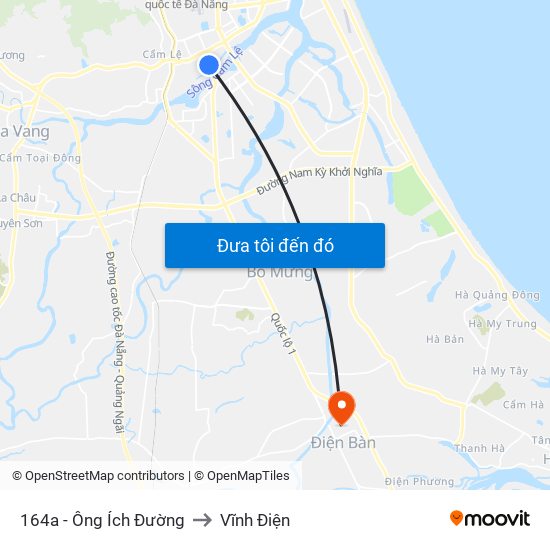 164a - Ông Ích Đường to Vĩnh Điện map