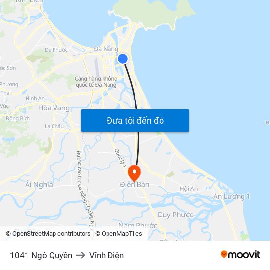 1041 Ngô Quyền to Vĩnh Điện map