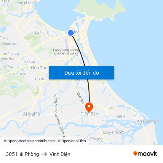 305 Hải Phòng to Vĩnh Điện map