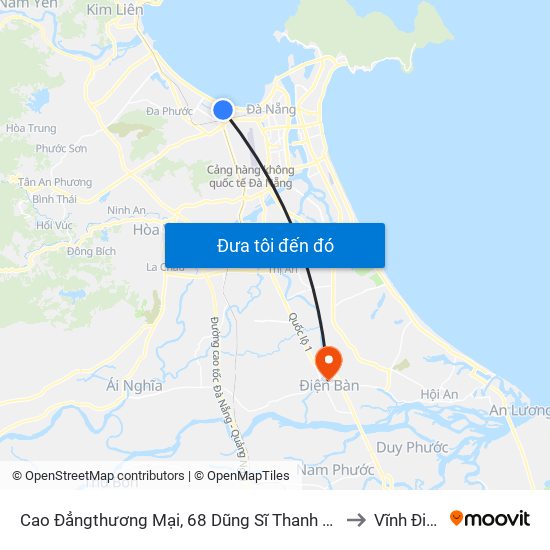 Cao Đẳngthương Mại, 68 Dũng Sĩ Thanh Khê to Vĩnh Điện map