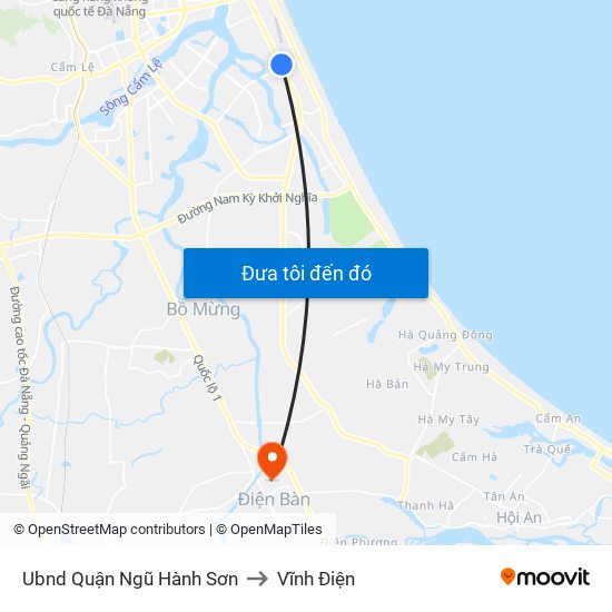 Ubnd Quận Ngũ Hành Sơn to Vĩnh Điện map