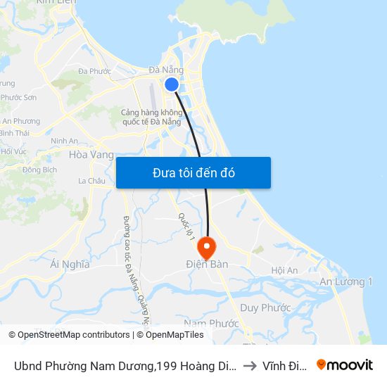 Ubnd Phường Nam Dương,199 Hoàng Diệu to Vĩnh Điện map