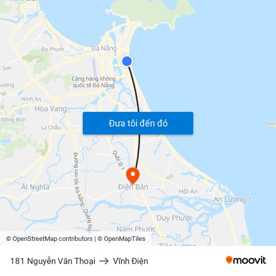 181 Nguyễn Văn Thoại to Vĩnh Điện map