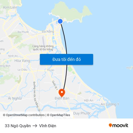 33 Ngô Quyền to Vĩnh Điện map