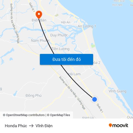 Honda Phúc to Vĩnh Điện map