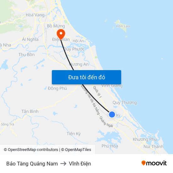 Bảo Tàng Quảng Nam to Vĩnh Điện map