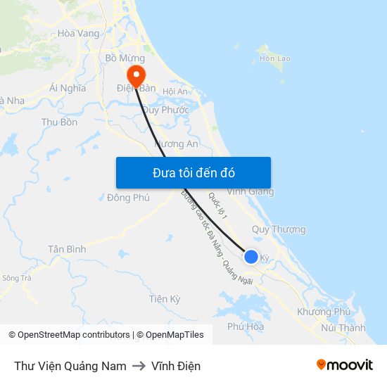 Thư Viện Quảng Nam to Vĩnh Điện map