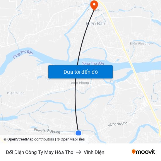 Đối Diện Công Ty May Hòa Thọ to Vĩnh Điện map