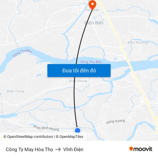 Công Ty May Hòa Thọ to Vĩnh Điện map