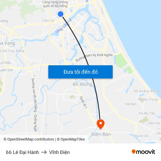 66 Lê Đại Hành to Vĩnh Điện map