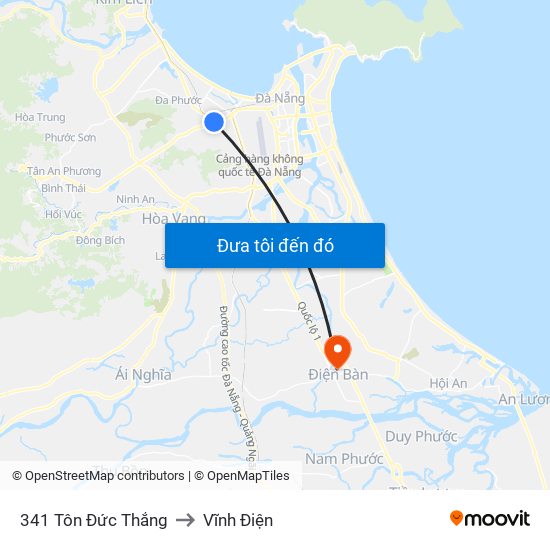 341 Tôn Đức Thắng to Vĩnh Điện map