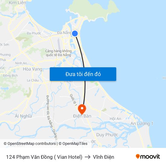 124 Phạm Văn Đồng ( Vian Hotel) to Vĩnh Điện map