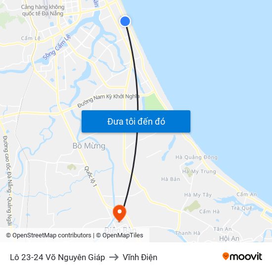 Lô 23-24 Võ Nguyên Giáp to Vĩnh Điện map