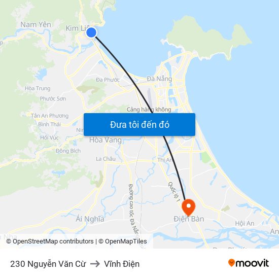 230 Nguyễn Văn Cừ to Vĩnh Điện map