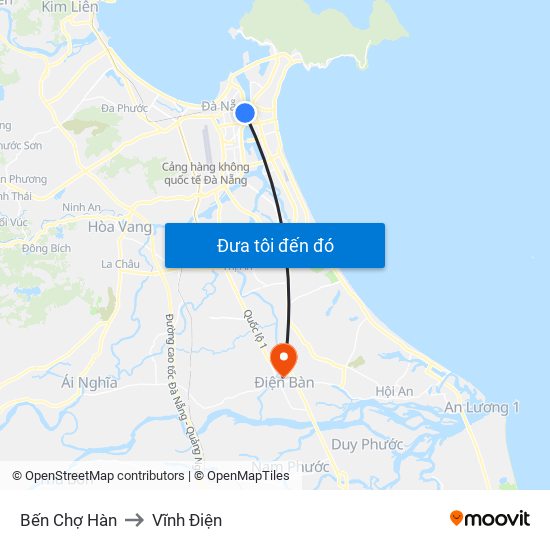 Bến Chợ Hàn to Vĩnh Điện map