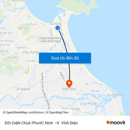 ĐốI DiệN ChùA PhướC Ninh to Vĩnh Điện map